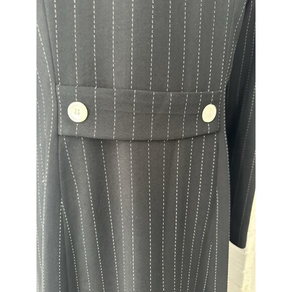 Vtg 90s Pin Stripe Power Suit Secretary Double Breasted Blazer Coat Dress Sz 10 - Picture 5 of 16